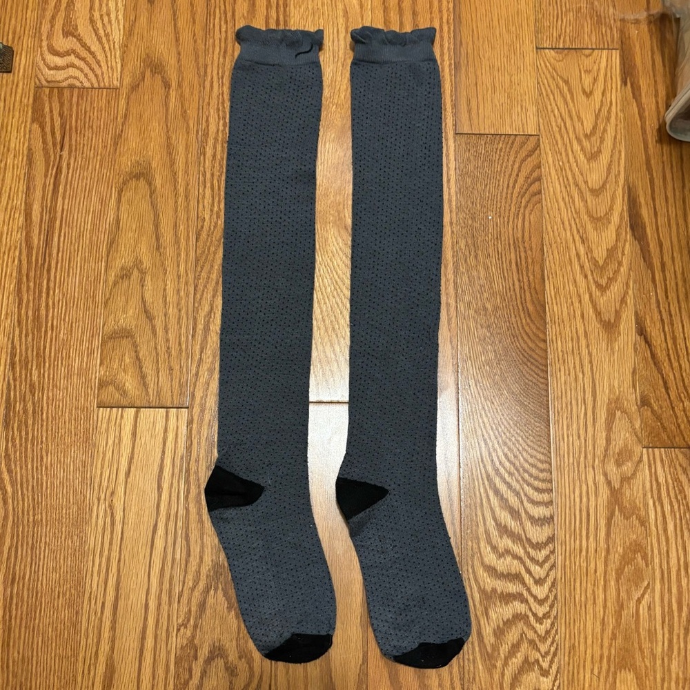 Vintage Long Grey and Black Dotted Socks